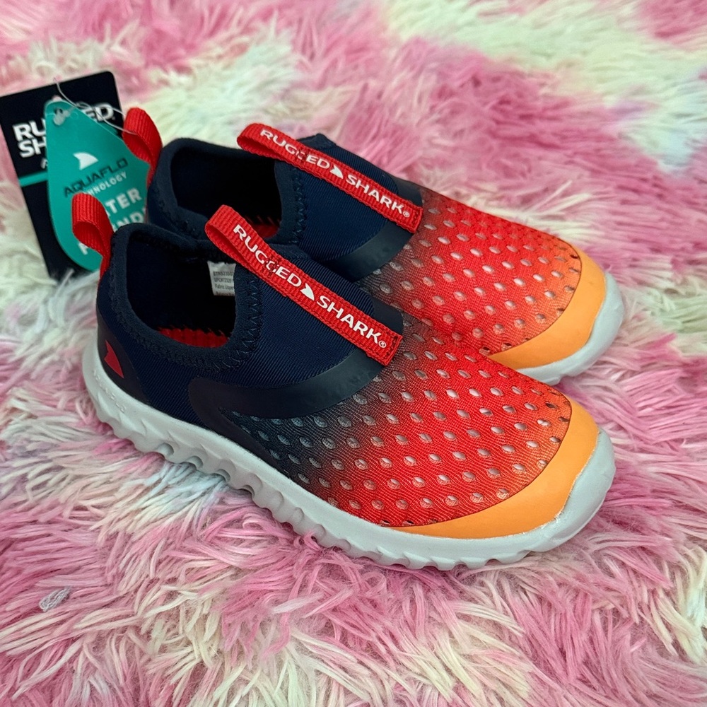 Rugged Shark Kids' navy blue and Orange Water Shoes
